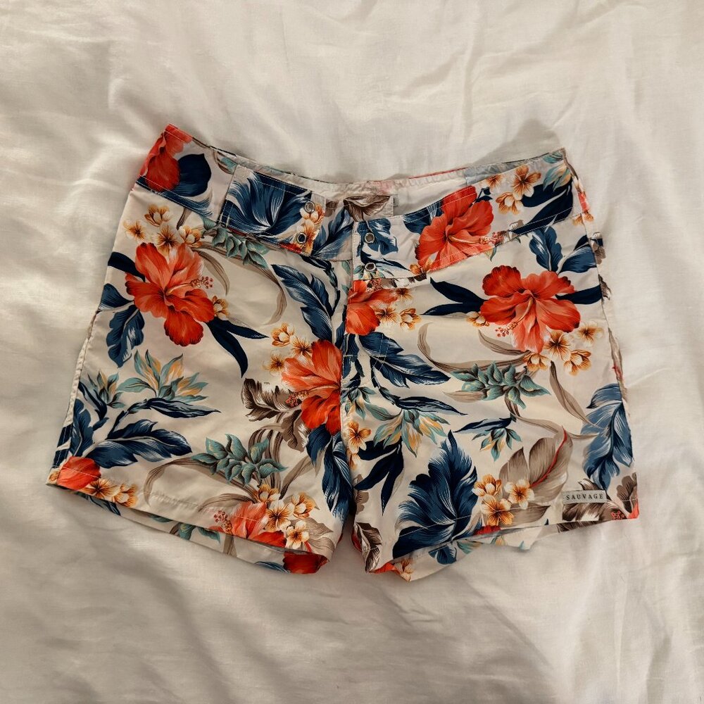 Sauvage Floral Print Swim Trunks